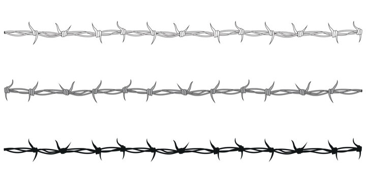barbed wire - black and white symbol silhouette, vector illustration isolated on white