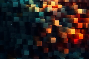 Abstract banner of colorful cubes. Futuristic background design.