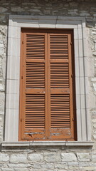 Drewniana okiennica okno architektura cypr - obrazy, fototapety, plakaty