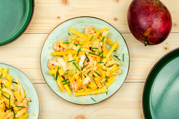 Shrimps salad with mango and avocado