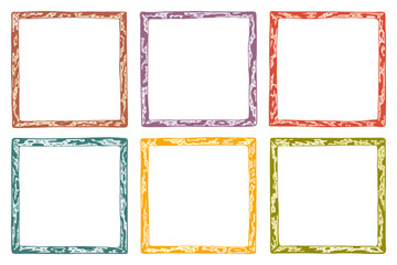 Colorful Frames Vector set. Hand Drawn doodle Wooden Frames. Frame for Photo, Pictures or Text
