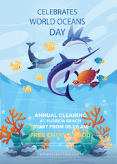 Free vector world oceans day poster