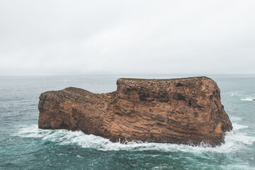 Rocky coastline of the Atlantic Ocean in the south-west of Portugal in the Algarve region....