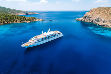 Fototapeta na wymiar sea trip cruise ship in the blue ocean lagoon . generative ai