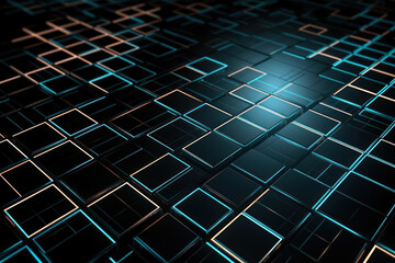 small cubes cells black blue digital technology background generative ai