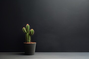 0294. Cactus in front of dark wall. Generative AI
