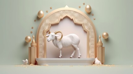  eid ul adha  celebration background 3d with sheep - obrazy, fototapety, plakaty