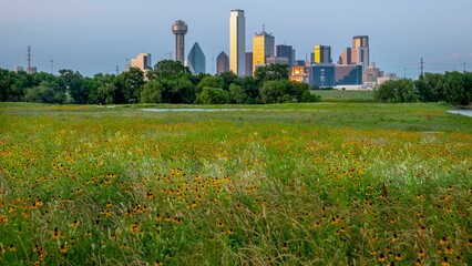 Fototapeta na wymiar Dazzling Dallas Skyline: Captivating Evening View of the Cityscape in 4K