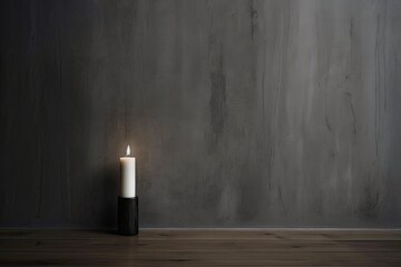 0305. Candle in front of dark wall. Generative AI