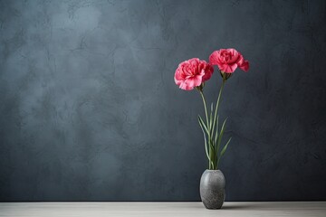 0310. Carnation in front of dark wall. Generative AI