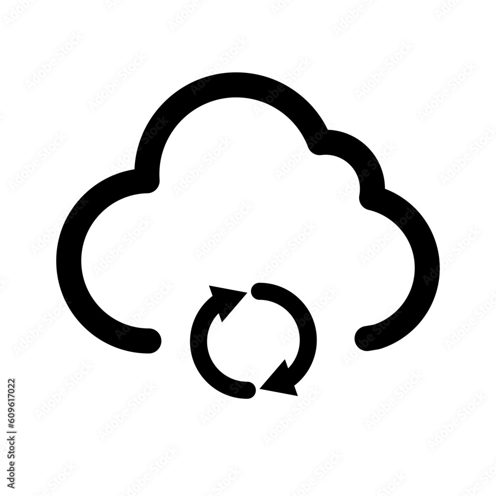 Poster cloud backup synchronous icon. vector.