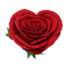 heart-shaped red rose on transparent background created with generative AI