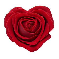 heart-shaped red rose on transparent background created with generative AI