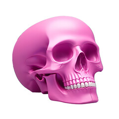 realistic pink skull on transparent background created with generative AI