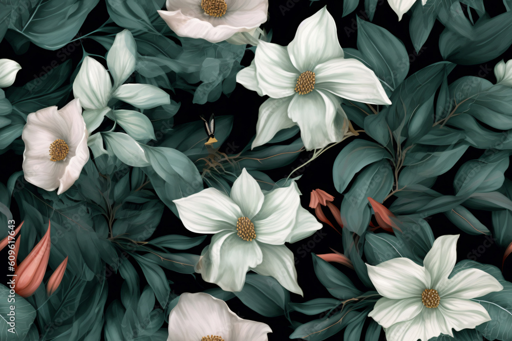 Wall mural seamless botanical pattern. ai generative