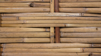 Old bamboo woven texture background. Home wall made of bamboo