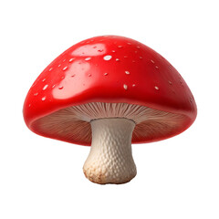 3d red mushroom on transparent background created with generative AI