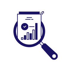 magnifier and doc with increase income icon