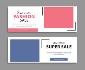 Summer fashion sale social media web banner template. Summer super sale cover design. Vector illustration