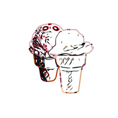 color sketch of ice cream with transparent background