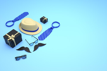 Happy father's day 3d background with high quality image render, useful for greeting card, banner, landing page, hero section, etc