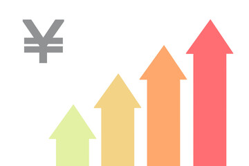 円高　円安　光熱費　高騰　値上げ　成長　上昇　チャート　上向き　グラフ　イラスト