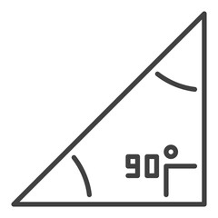 Right Triangle vector Maths 90 degree angle concept line icon