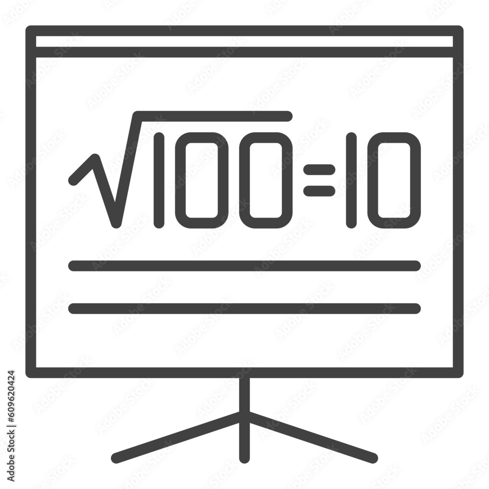 Aufkleber square root of 100 vector mathematics concept thin line icon