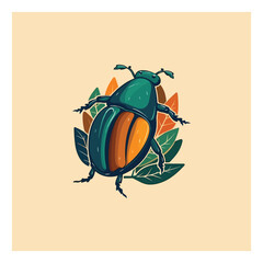 Beetle shape mascot logo for organic agricultural products company