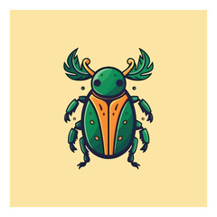 Beetle shape mascot logo for organic agricultural products company
