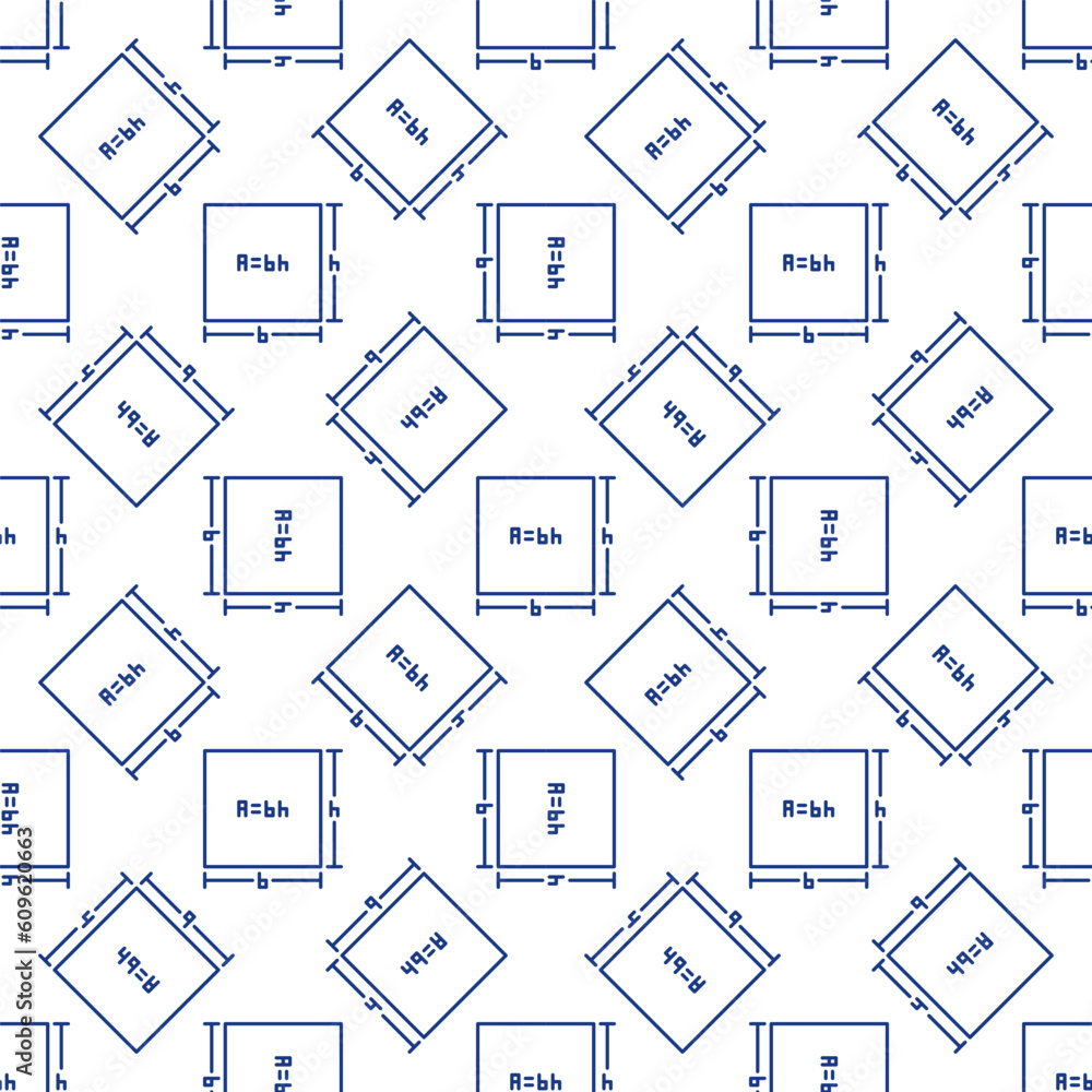Poster a=bh vector area of a rectangle concept outline seamless pattern