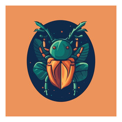 Beetle shape mascot logo for organic agricultural products company