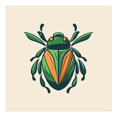 Beetle shape mascot logo for organic agricultural products company