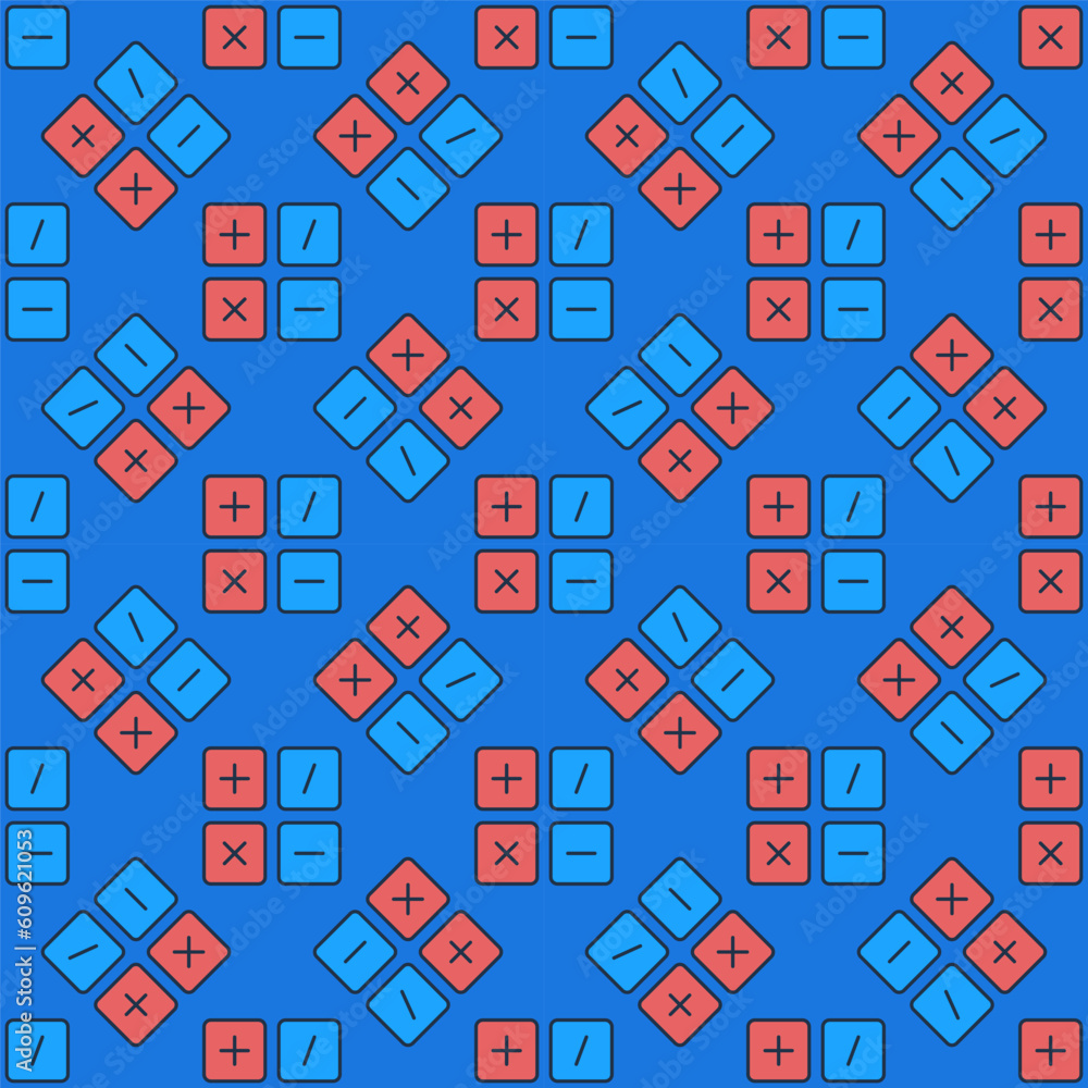 Poster basic math symbols vector mathematics colored seamless pattern