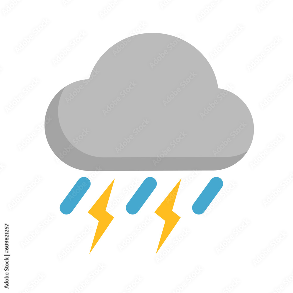 Poster thunder weather forecast icon. cloud and rain and lightning. vector.