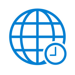 Time zone icon. World time. Time zone and globe. Vector.