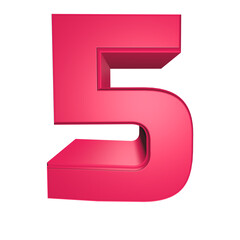 3d shiny pink number 5