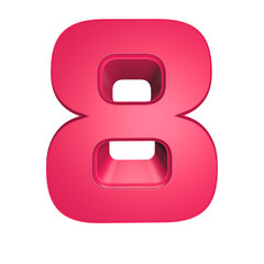 3d shiny pink number 8
