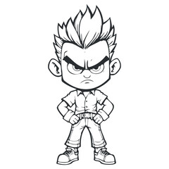 Angry Boy Expression. hand drawn character isolated