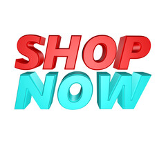 Shop now 3d rendering png for advertising