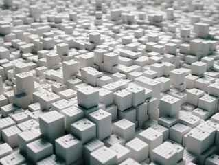 Fototapeta na wymiar Futuristic white plastic cubes background Abstract geometric mosaic grid Square tiles pattern Generative AI technology