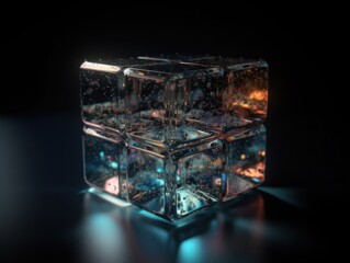 Futuristic glass cube background Generative AI technology.