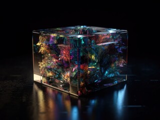 Futuristic glass cube background Generative AI technology.