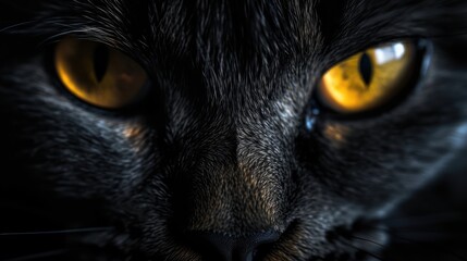 close up of a black cat eyes