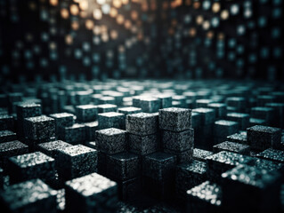 Obraz premium Futuristic cement cubes background Abstract geometric mosaic grid Square tiles pattern Generative AI technology