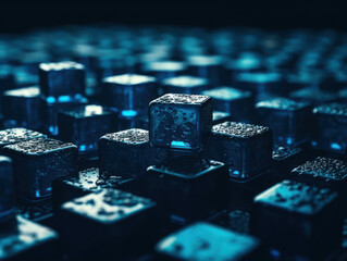 Futuristic cement cubes background Abstract geometric mosaic grid Square tiles pattern Generative AI technology
