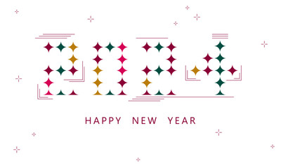 Happy new year 2024 vector illustration. Colorful design, trendy style, 2024 calendar