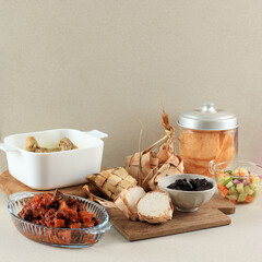 Lebaran Menu, Ketupat, Chicken Yellow Soup Opor Ayam