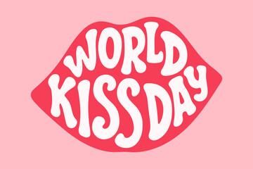 World kiss day vector background. International kissing day design template. Vector stock illustration. - obrazy, fototapety, plakaty