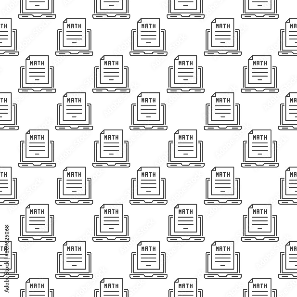 Aufkleber math paper with laptop vector mathematics concept outline seamless pattern